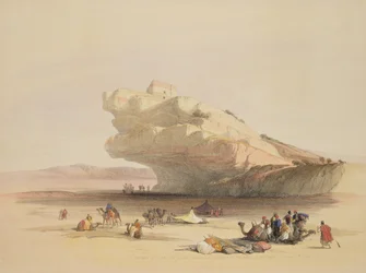 Approach to Petra, an Ancient Watchtower commanding the Valley of El Ghor, February 5th 1839, plate 93 from Volume III of 